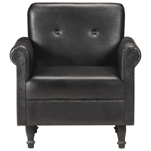 Fauteuil Noir Cuir véritable 12 - Photo n°3; ?>