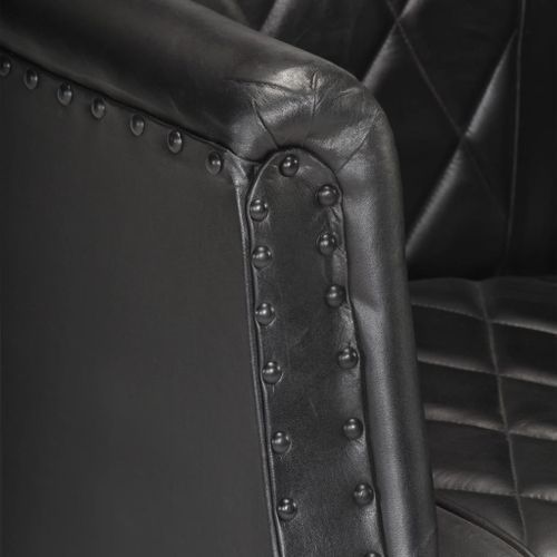 Fauteuil Noir Cuir véritable de chèvre - Photo n°2; ?>