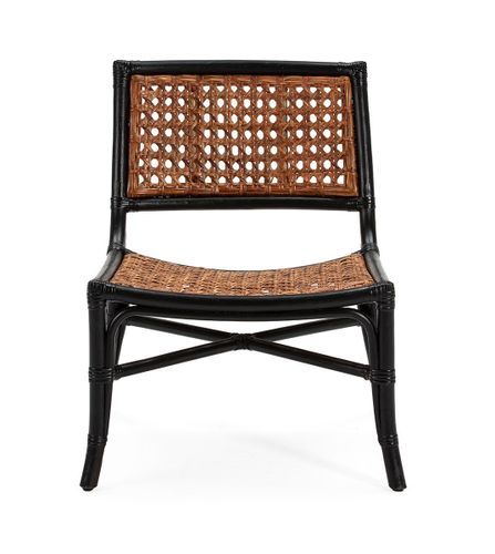 Fauteuil osier naturel et bois noir Rama - Photo n°2; ?>