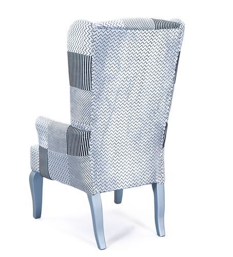 Fauteuil patchwork gris pieds bois massif Tanino - Photo n°2; ?>