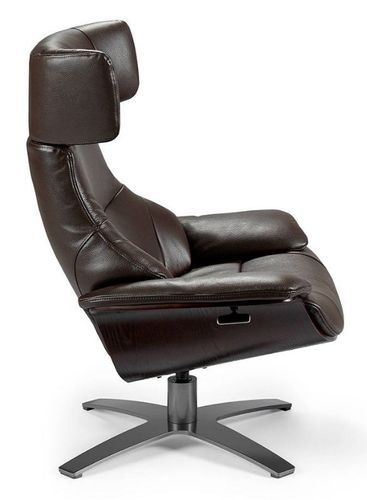 Fauteuil pivotant cuir et pieds acier inoxydable Alavy - Photo n°3; ?>