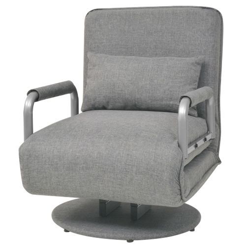 Fauteuil pivotant et canapé-lit Gris clair Tissu - Photo n°2; ?>