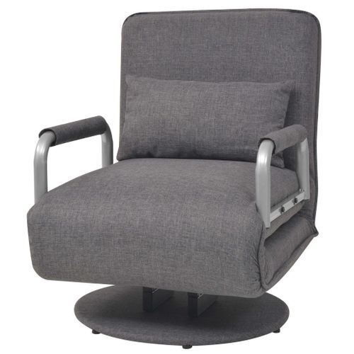 Fauteuil pivotant et canapé-lit Gris foncé Tissu - Photo n°2; ?>