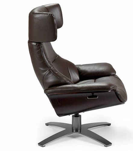 Fauteuil pivotant relax cuir avec mécanisme du dossier rabattable Kora - Photo n°2; ?>