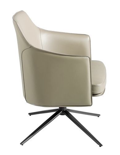 Fauteuil pivotant similicuir beige et pieds en acier Jasmina - Photo n°3; ?>