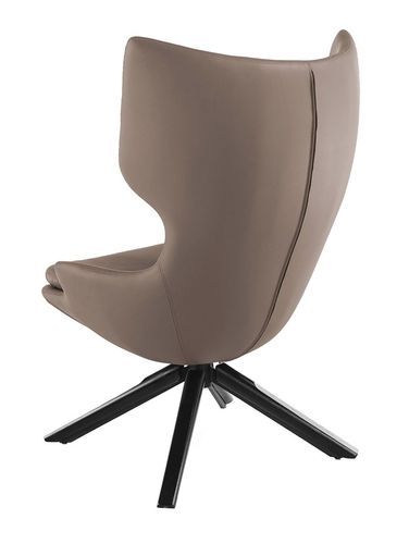 Fauteuil pivotant similicuir taupe et pieds en bois Yanick - Photo n°3; ?>