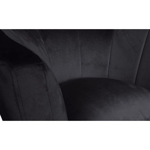 Fauteuil pivotant velours noir et pied métal noir Haston - Photo n°2; ?>