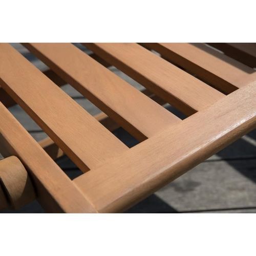 Fauteuil pliant 2 places avec plateau en acacia FSC - 126x60x60 cm - Photo n°3; ?>