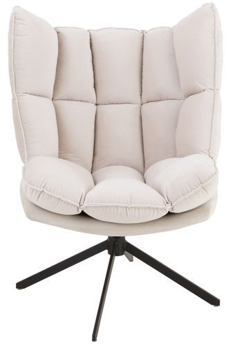 Fauteuil relax coussins sur cadre métal et tissu beige Angie - Photo n°2; ?>