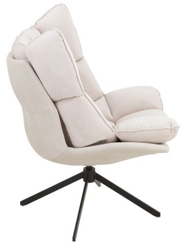 Fauteuil relax coussins sur cadre métal et tissu beige Angie - Photo n°3; ?>