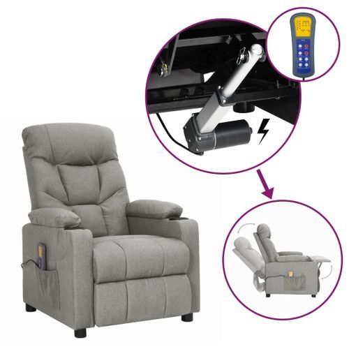 Fauteuil releveur inclinable de massage Gris clair Tissu 4 - Photo n°2; ?>