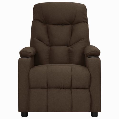 Fauteuil releveur inclinable de massage Marron foncé Tissu 2 - Photo n°3; ?>