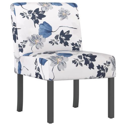 Fauteuil sans accoudoirs bleu tissu avec fleurs - Photo n°2; ?>