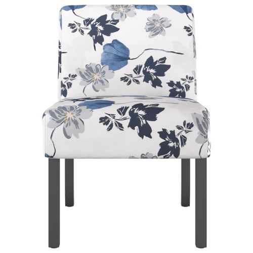 Fauteuil sans accoudoirs bleu tissu avec fleurs - Photo n°3; ?>