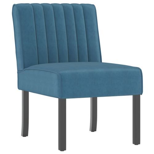 Fauteuil sans accoudoirs bleu velours - Photo n°2; ?>