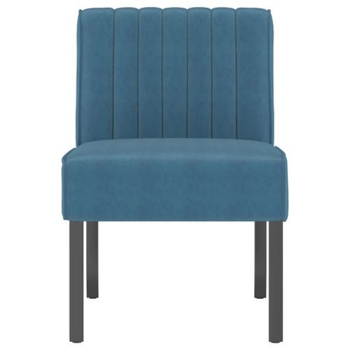 Fauteuil sans accoudoirs bleu velours - Photo n°3; ?>