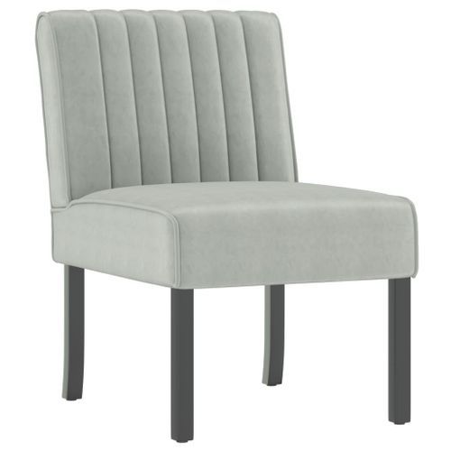 Fauteuil sans accoudoirs gris clair velours - Photo n°2; ?>