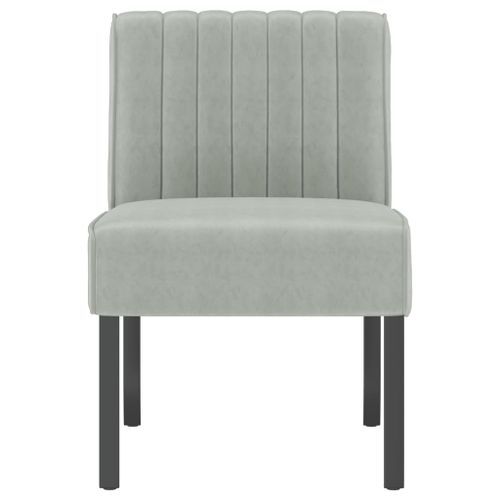 Fauteuil sans accoudoirs gris clair velours - Photo n°3; ?>