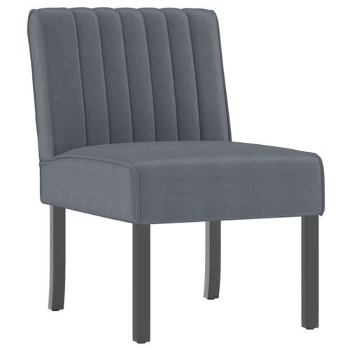 Fauteuil sans accoudoirs gris foncé velours - Photo n°2; ?>