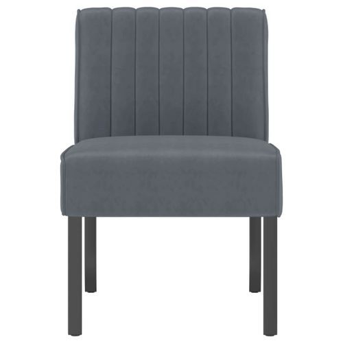 Fauteuil sans accoudoirs gris foncé velours - Photo n°3; ?>