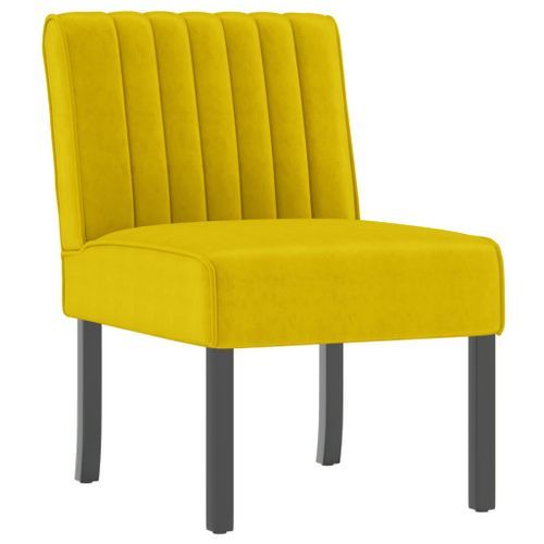 Fauteuil sans accoudoirs jaune velours - Photo n°2; ?>