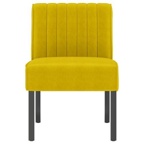 Fauteuil sans accoudoirs jaune velours - Photo n°3; ?>