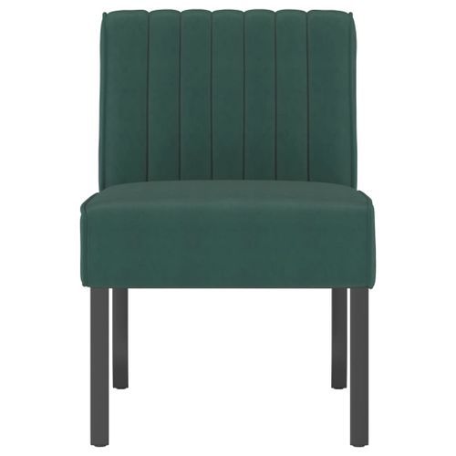 Fauteuil sans accoudoirs vert foncé velours - Photo n°3; ?>