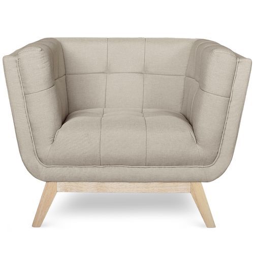 Fauteuil Scandinave Tissu Beige Koza - Photo n°2; ?>