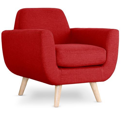 Fauteuil scandinave tissu rouge Annis - Photo n°2; ?>