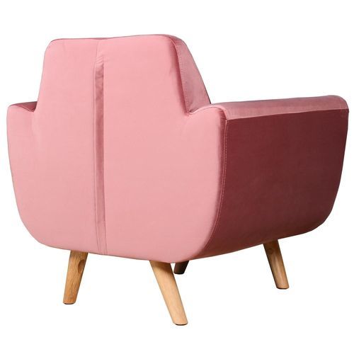 Fauteuil scandinave velours rose Annis - Photo n°3; ?>