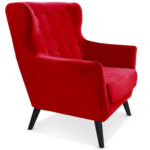 Fauteuil scandinave Velours Rouge - Photo n°2; ?>