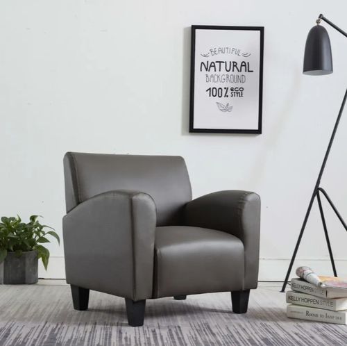 Fauteuil simili cuir gris Casey - Photo n°2; ?>