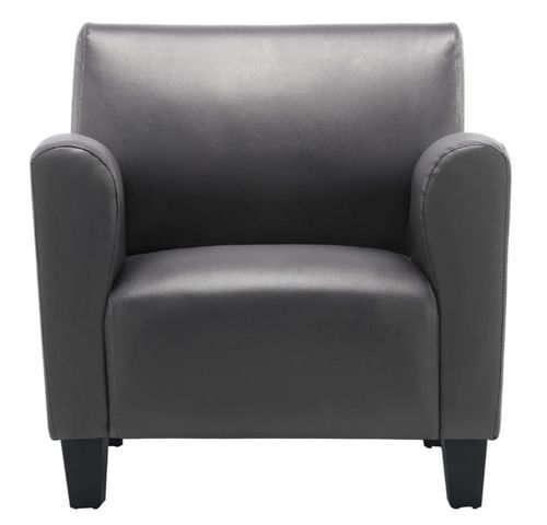 Fauteuil simili cuir gris Casey - Photo n°3; ?>