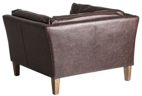 Fauteuil simili cuir marron et pieds chêne massif clair Edanur - Photo n°3; ?>