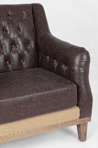 Fauteuil simili cuir marron et pieds en bois Ray - Photo n°3; ?>