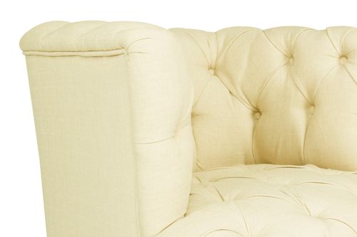 Fauteuil style Chesterfield tissu beige clair Wester 75 cm - Photo n°3; ?>