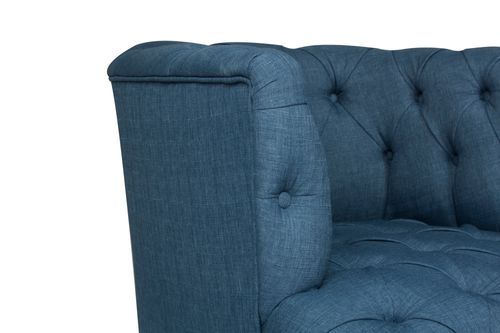Fauteuil style Chesterfield tissu bleu nuit Wester 75 cm - Photo n°3; ?>