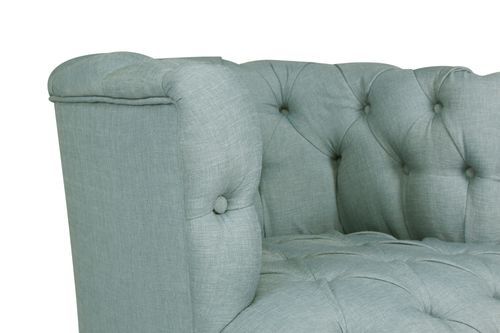Fauteuil style Chesterfield tissu bleu pastel Wester 75 cm - Photo n°3; ?>