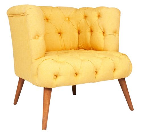 Fauteuil style Chesterfield tissu jaune Wester 75 cm - Photo n°2; ?>