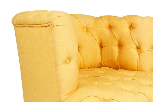 Fauteuil style Chesterfield tissu jaune Wester 75 cm - Photo n°3; ?>