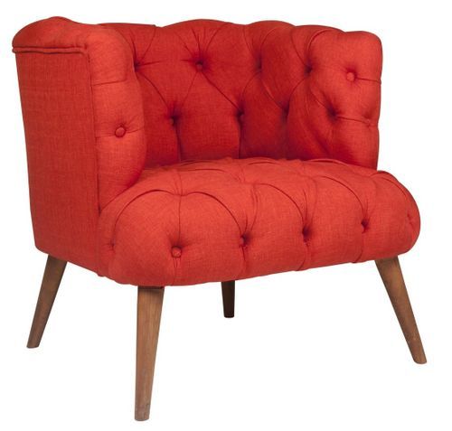 Fauteuil style Chesterfield tissu rouge Wester 75 cm - Photo n°2; ?>