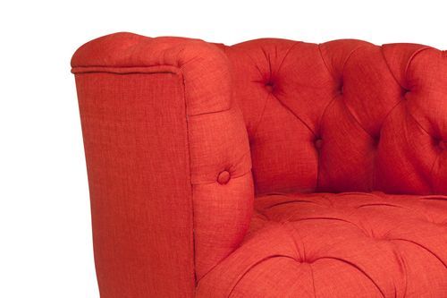 Fauteuil style Chesterfield tissu rouge Wester 75 cm - Photo n°3; ?>