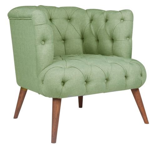 Fauteuil style Chesterfield tissu vert pastel Wester 75 cm - Photo n°2; ?>