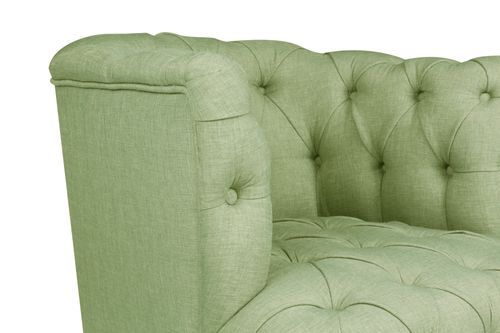 Fauteuil style Chesterfield tissu vert pastel Wester 75 cm - Photo n°3; ?>