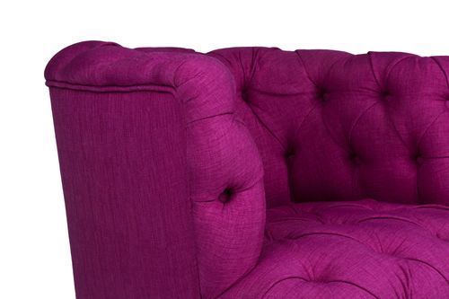 Fauteuil style Chesterfield tissu violet Wester 75 cm - Photo n°3; ?>