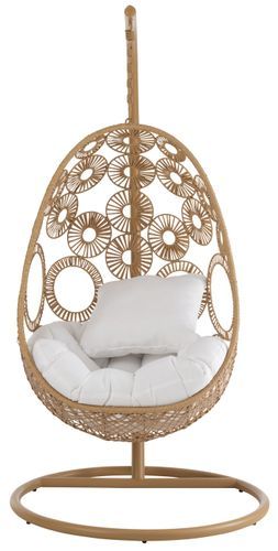 Fauteuil suspendu avec coussins aluminium et roseau beige Ila - Photo n°2; ?>