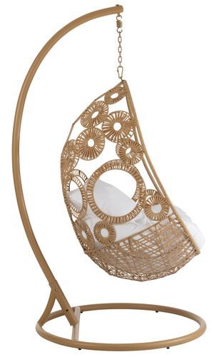 Fauteuil suspendu avec coussins aluminium et roseau beige Ila - Photo n°3; ?>
