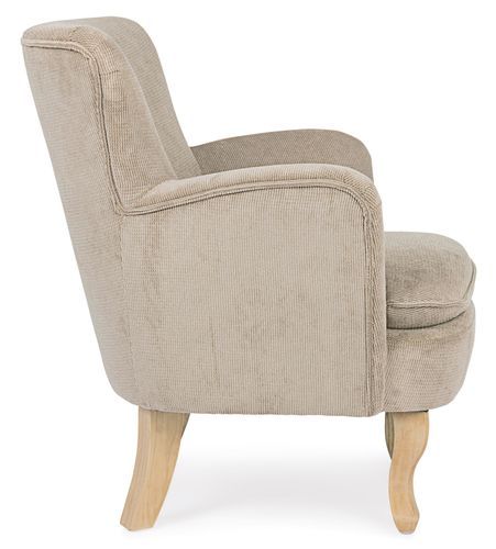 Fauteuil tissu doux tourterelle et pieds en bois de sapin Kania 72 cm - Photo n°3; ?>