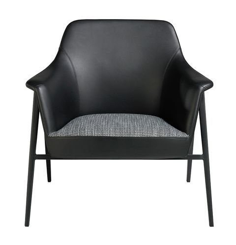 Fauteuil tissu et cuir noir et pieds en acier Rudy - Photo n°3; ?>