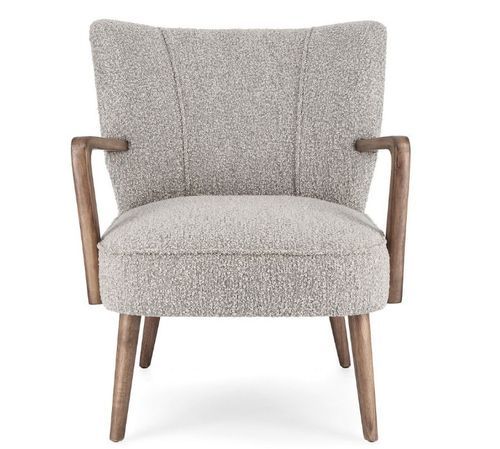 Fauteuil tissu gris effet laine et bois de hévéa Ritaz - Photo n°2; ?>